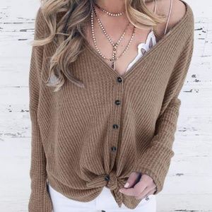 Thermal Button Front Sweater